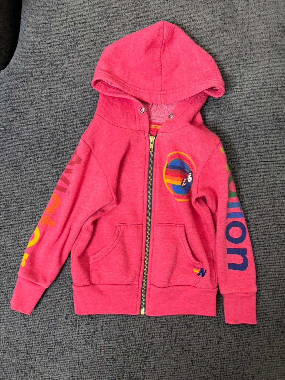 Aviator Nation Kids Retro Graphic Full Zip Hoodie Sweatshirt Size 2